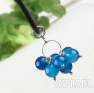 17.5 inches dark blue agate pendant necklace with lobster clasp
