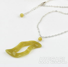 18 inches lemon jade necklace with metal chain