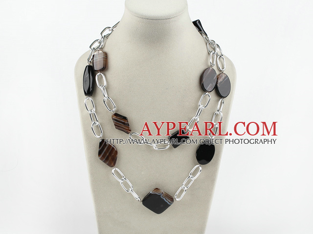 39 inches fashion black agate long style necklace