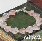 waved shape light pink agate bracelet with toggle clasp