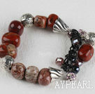 assorted red jasper stone elastic bracelet