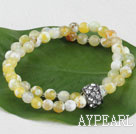 double strand stretchy 6mm faceted yellow color agate bracelet