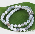 double strand stretchy 6mm faceted agate bracelet