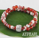 double strand stretchy 6mm faceted red color agate bracelet