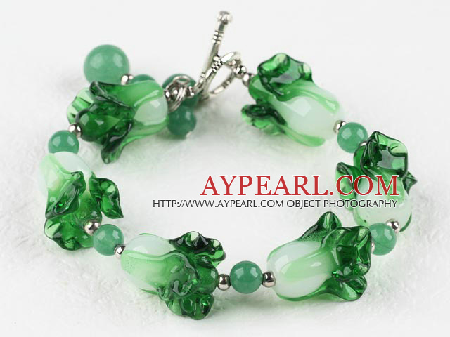 7.5 inches cute colored glaze and cabbage beads bracelet