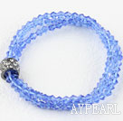 Multi strand sky blue manmade crystal elastic bangle bracelet