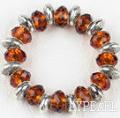 Fashion style orange colored glaze and tibet silver accessories elastic bangle bracelet