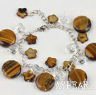 tiger eye brown shell bracelet with extendable chain