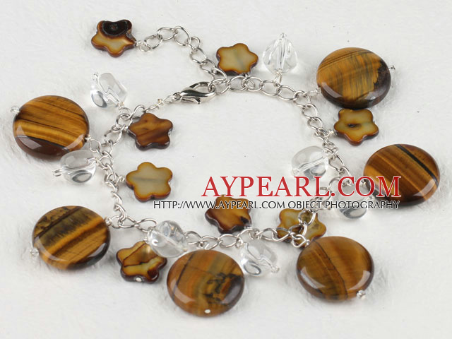 tiger eye brown shell bracelet with extendable chain