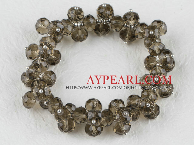 7.5 inches elastic gray color czech crystal bracelet