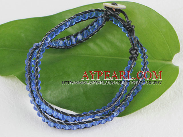 15.0 inches light blue 4mm manmade crystal wrap bracelet