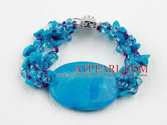 Multi Strands Kyanite and Blue Crystal Bracelet
