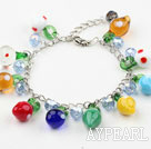 Blue Crystal and Lovely Colored Glaze Charm Bracelet