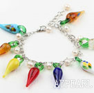 Assorted Pepper Shape Colored Glaze and Freshwater Pearl Bracelet