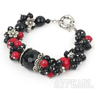Assorted Black Agate and Alaqueca Bracelet with Moonlight Clasp