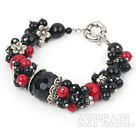Assorted Black Agate and Alaqueca Bracelet with Moonlight Clasp
