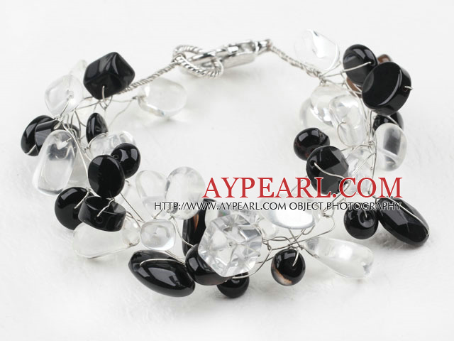 New Design Clear Crystal and Black Agate Bracelet