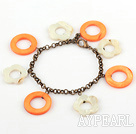 Orange and White Color Donut Shape Shell Bracelet
