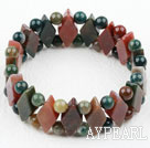 Assorted Indian Agate Elastic Bangle Bracelet