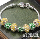 Fashion Style Yellow Colored Glaze with Rhinestone Charm Bracelet