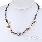 17.5 inches multi color pearl crystal necklace with magnetic clasp