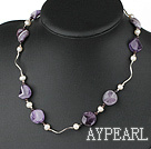 popular natural pearl and amethyst necklace with moonlight clasp