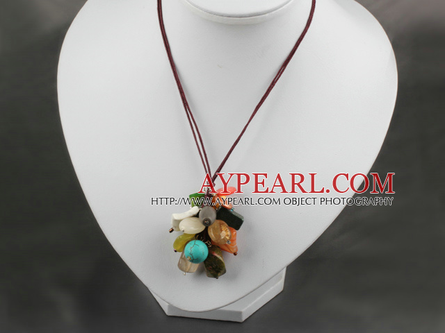19.5 inches multi color stone necklace