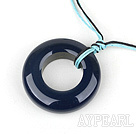 46mm simple blue agate pendant necklace