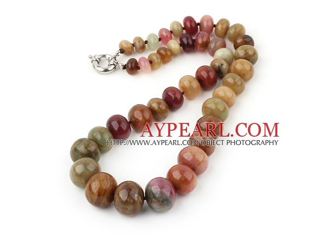 18.5 inches three colored jade graduated beaded necklace with moonlight clasp