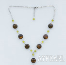 olive and tiger eye stone necklace with extendable chain