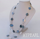 fashion dyed blue shell long style necklace