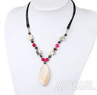 black pearl and pink agate necklace with extendable chain