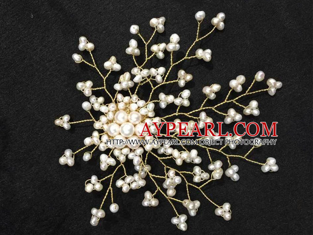 Graceful Women Natural White Freshwater Pearl Starry Sky Brooch