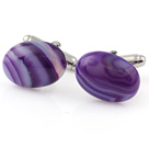 Fashion Half Round Purple Banded Agate Cuff Link Decorations For Clothes