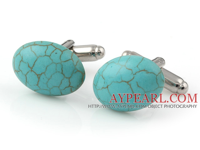 Fashion Half Round Blue Turquoise Cuff Link Dekorationer för kläder