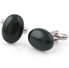 Fashion Natural Oval Shape Dark Green Stone Cuff Link Decorations For Clothes