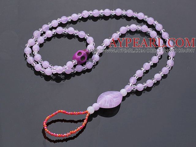 Beautiful 10 Pcs Violet Round Acrylic And Purple Skull Turquoise And White Crystal Anklet