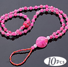 Beautiful 10 Pcs Pink Series Round Acrylic And Skull Turquoise And White Crystal Anklet