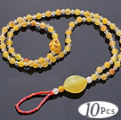 Beautiful 10 Pcs Golden Yellow Series Round Acrylic And Skull Turquoise And White Crystal Anklet