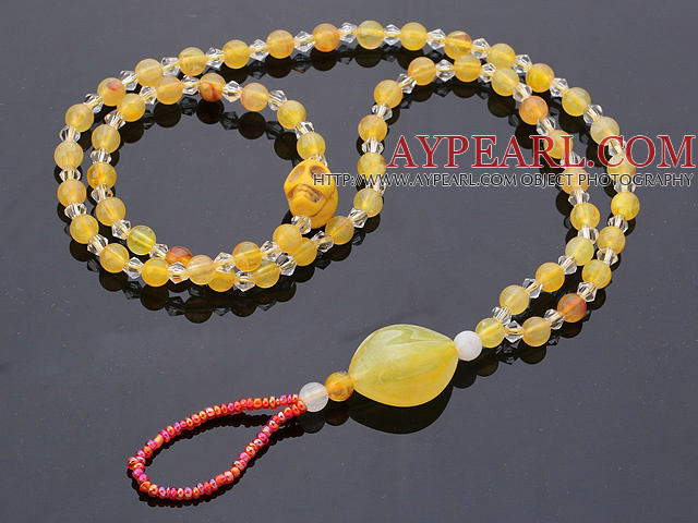 Vakker 10 stk Golden Yellow Series Round akryl og Skull Turkis og hvit krystall Anklet