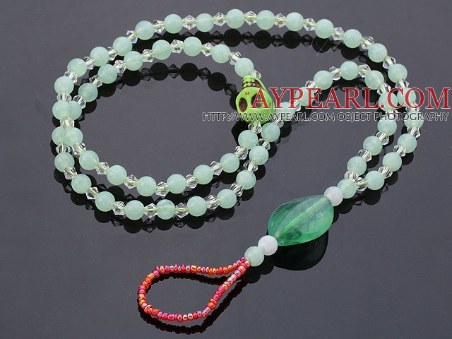 Beautiful 10 Pcs Green Series Round Acrylic And Skull Turquoise And White Crystal Anklet