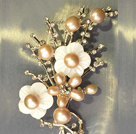 Noble Elegant Natural Pink Freshwater Pearl Flower Party Brooch