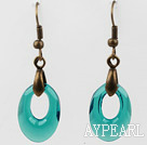 Vintage Style Donut Shape Peacock Color Austrian Crystal Earrings