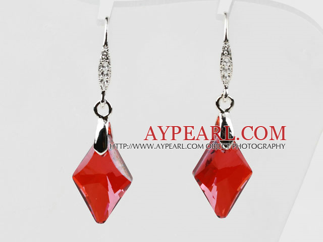 Rhombus 18mm Forme Rouge Boucles d'oreilles cristal autrichien