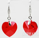 18mm Heart Shape Red Austrian Crystal Earrings