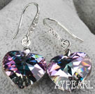 18mm Heart Shape Purple with Colorful Austrian Crystal Earrings