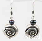 Classic Design schwarz Süßwasser-Perle 925 Sterling Silber Ohrringe