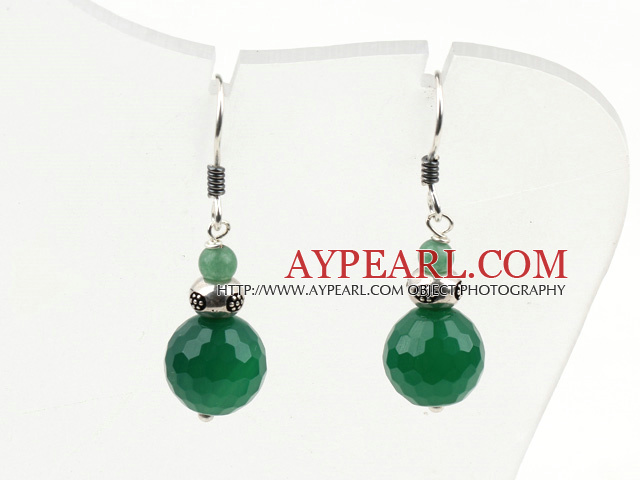 Classic Design Green Agate Dangle 925 Sterling Silver Earrings