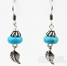 Classic Design Turquoise 925 Sterling Silver Earrings with Feather Accessories