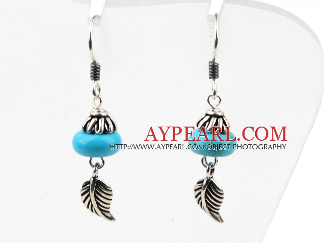 Classic Design Turquoise 925 Sterling Silver Earrings with Feather Accessories